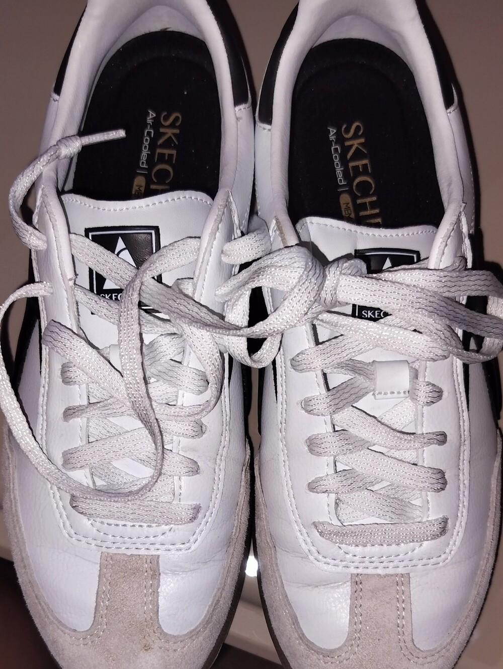 Skechers Women's White and Beige Lace-Up Sneakers